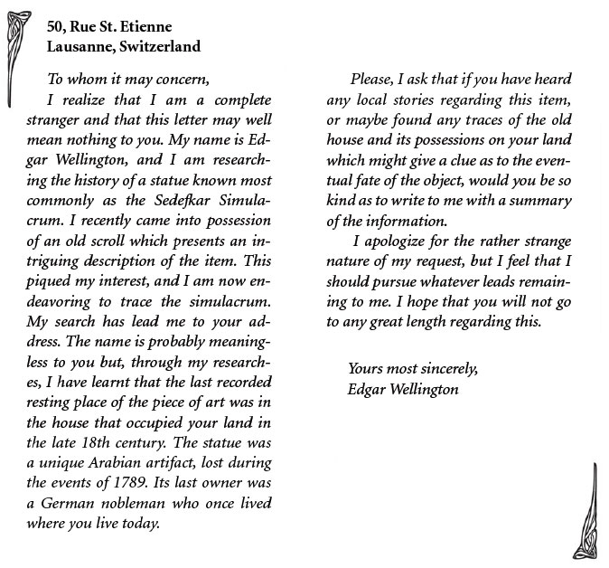 Edgar Wellington's letter from Lausanne